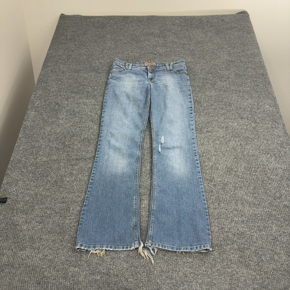 Paris‎ Blues Jeans Womens 7 Blue Denim Distressed Embroidered Bootcut Y2K Style